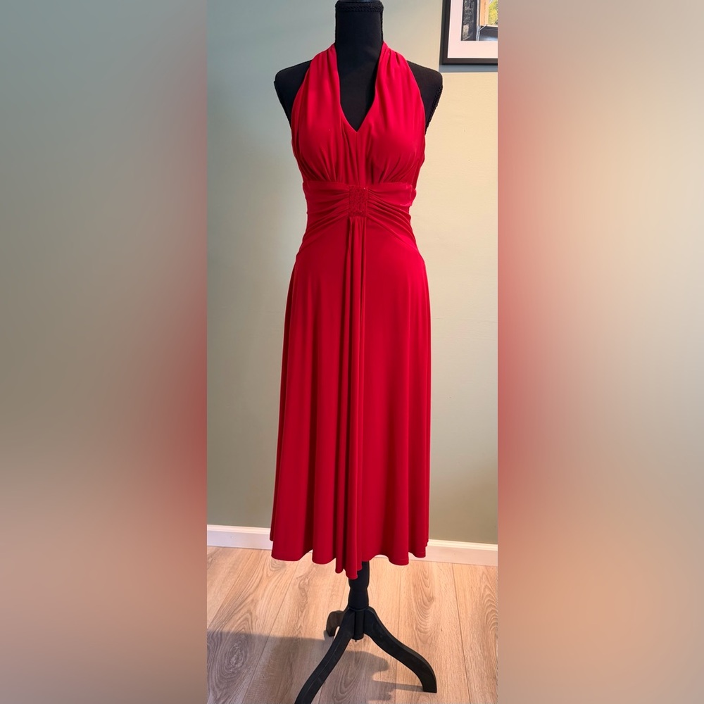 Jessica Howard Red Halter Midi Dress